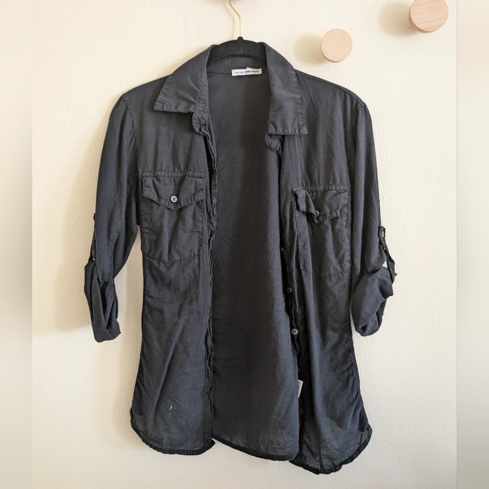 James Perse Black Button-Up Lightweight Shirt - Size 1 (S)